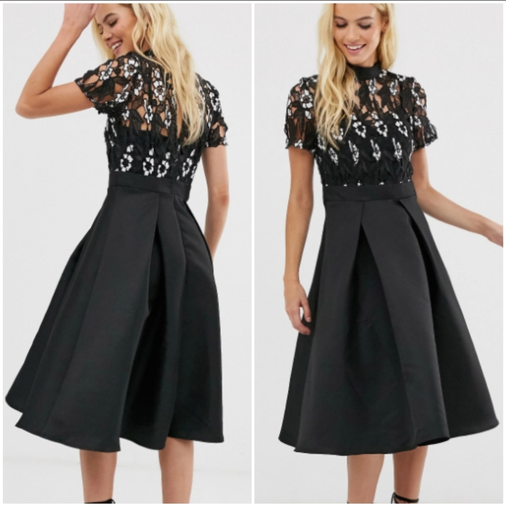 🍒NWT🍒 LITTLE MISTRESS SLIMMING MIDI BLACK DRESS - Picture 2 of 3